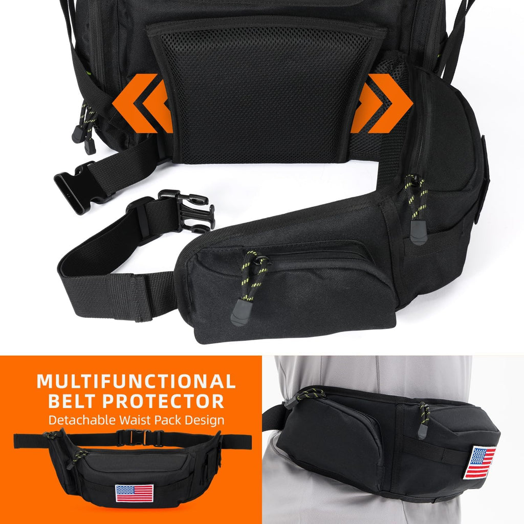 Ghosthorn 43L Fishing Tackle Backpack with 4 Tackle Boxes & Rod Holder