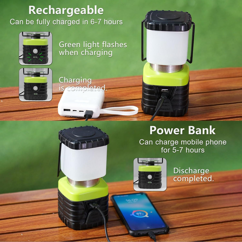 Jarxin 3PCS White LED Camping Lantern Rechargeable for Power Outages(Black)