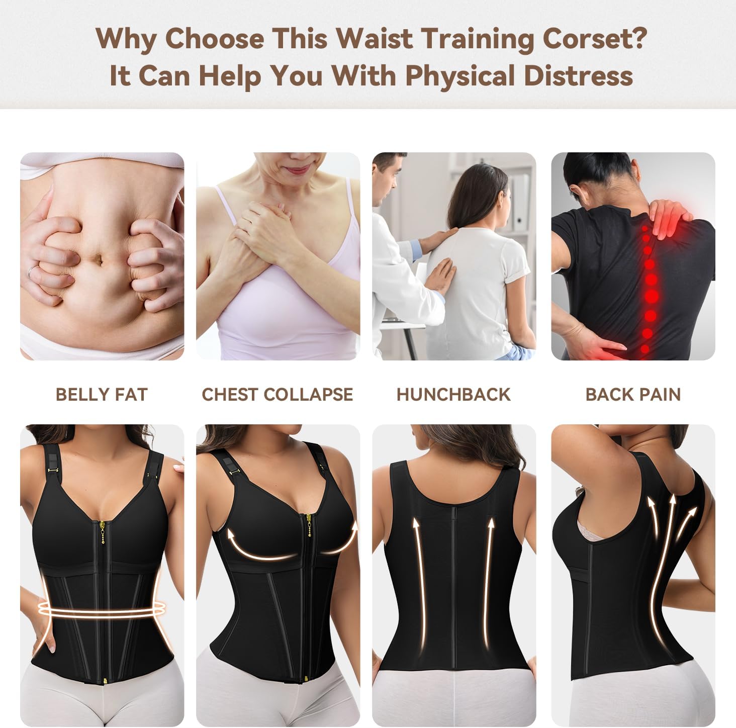 SHAPSHE Waist Trainer Corset for Women Tummy Control Body Shaper with Bra