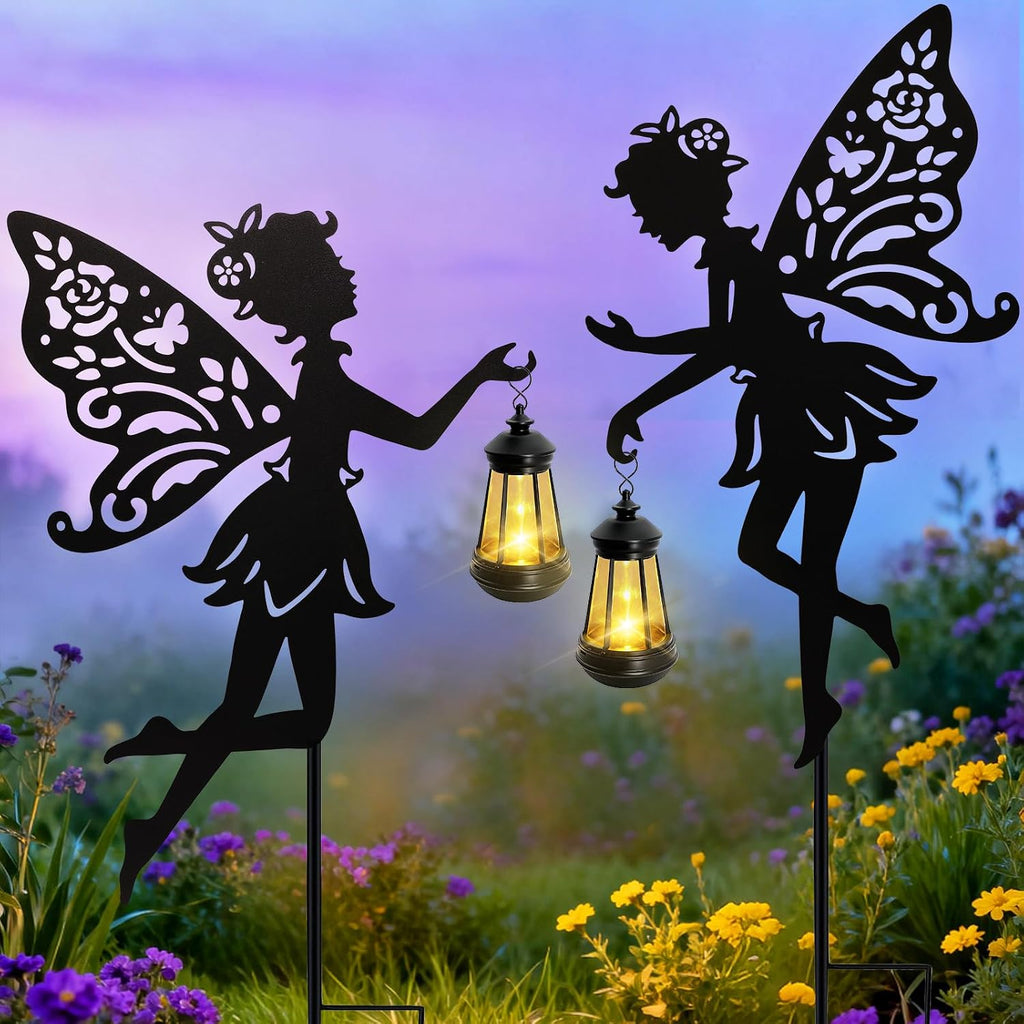 Solar Cat Hanging Lantern Outdoor, 2 Pack Black Cat Solar Lights, Cat Lover Gifts for Women Mom Grandma Birthday Mother's Day, Waterproof Garden Ornaments Decor Outside Backyard Patio Pathway