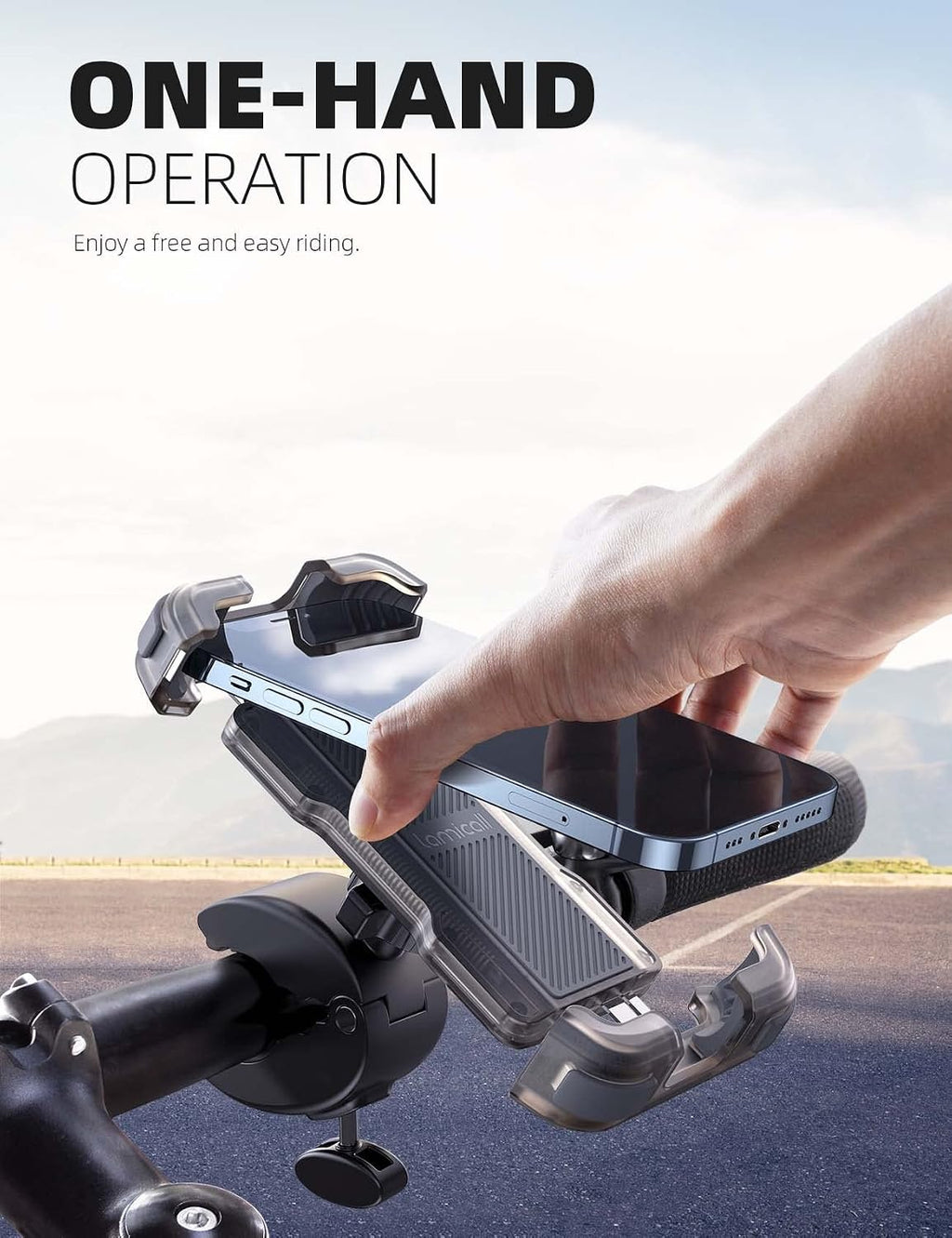 Lamicall Motorcycle Bike Phone Holder with Upgrade Quick Install Bar Clip