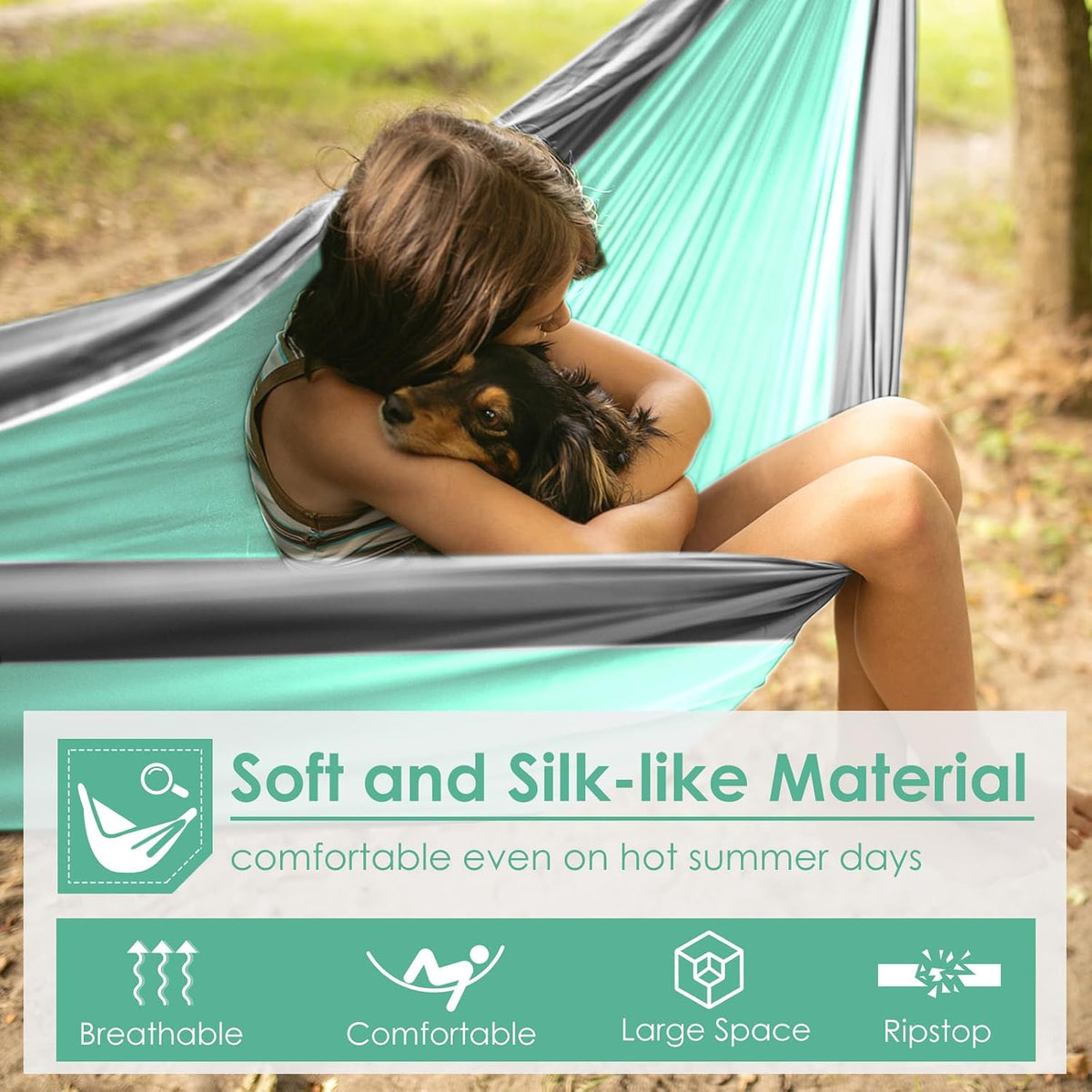 GRASSMAN Kids Hammock-Small Camping hammocks, Portable Camping Gear for Child Indoor/Outdoor use, with Tree Straps & Carabiners Green & Grey