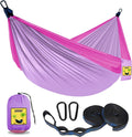 SZHLUX Kids Hammock - Kids Camping Gear, Camping Accessories with 2 Tree Straps and Carabiners for Indoor/Outdoor Use, Pink & Light Purple