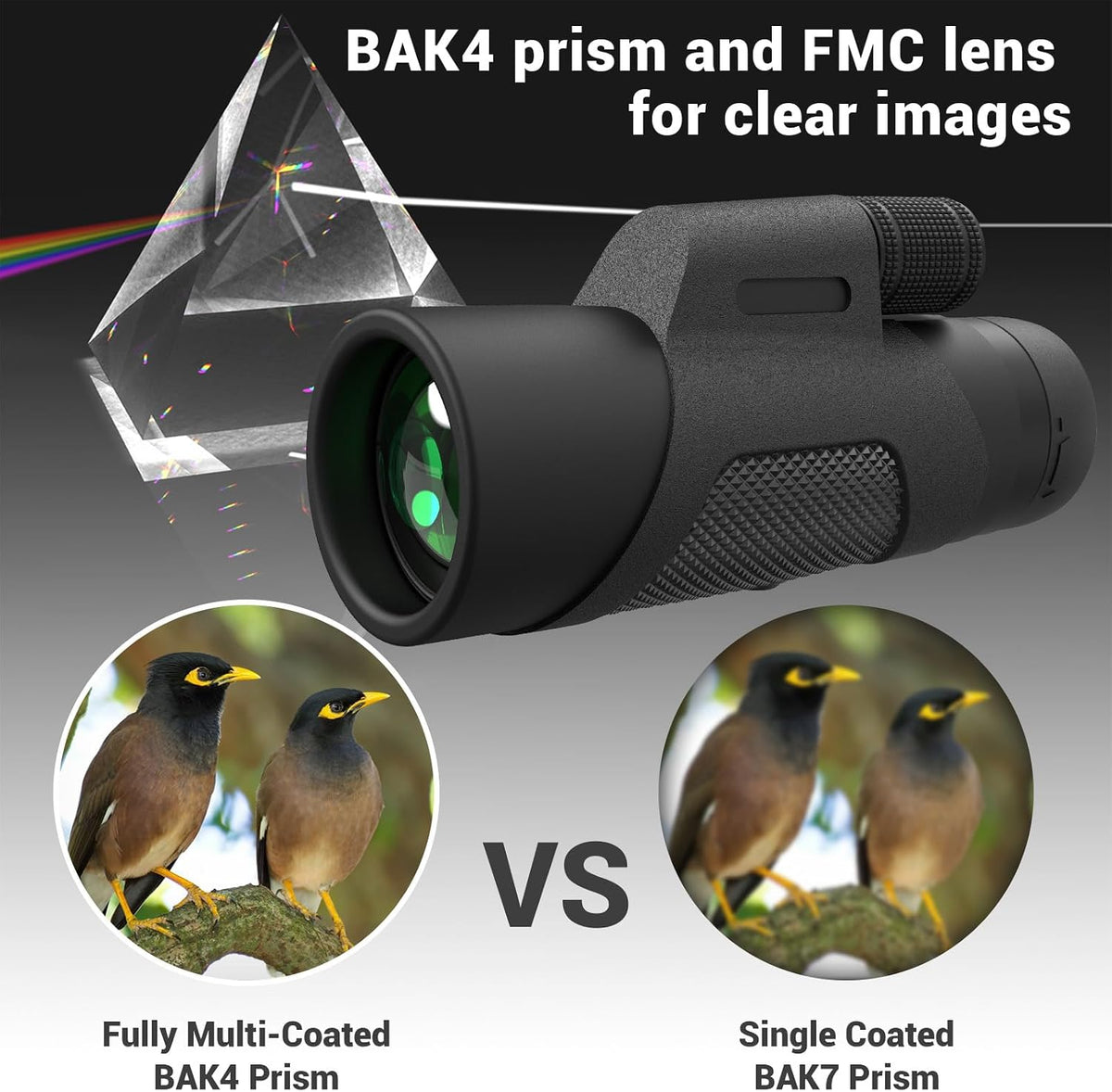 Monocular Telescope for Smartphone, High Powered Monoculars for Adults with Phone Adapter & Metal Tripod Portable Handheld Telescope for Bird Watching Hiking Camping Outdoor Travel