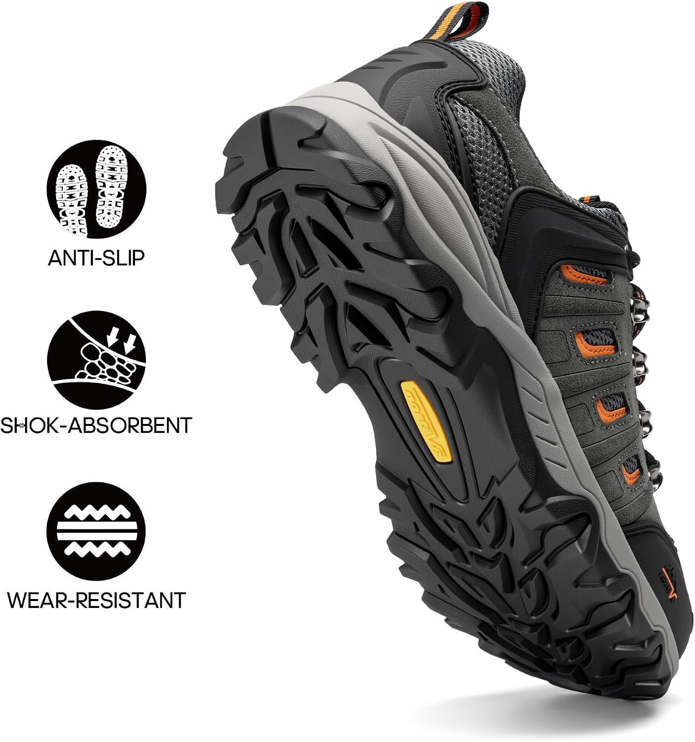 NORTIV 8 Men's Waterproof Hiking Shoes Leather | Low-Top Hiking Shoes for Outdoor Trailing Trekking Camping Walking