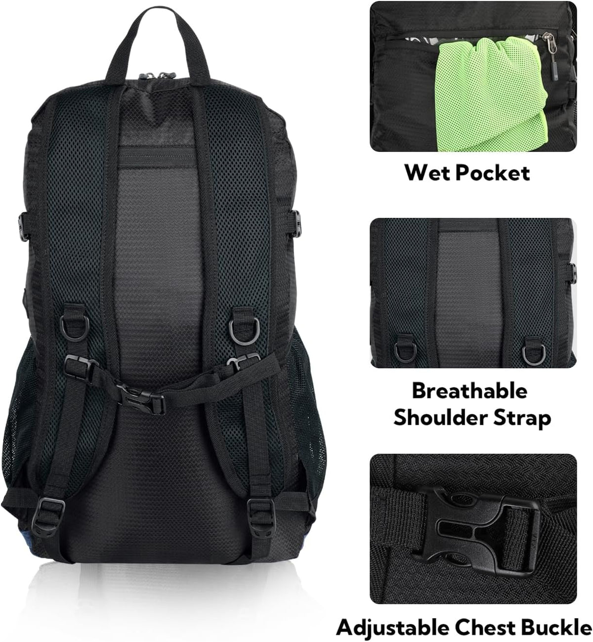 WATERFLY Lightweight Packable Hiking Backpack, 30L Day Pack