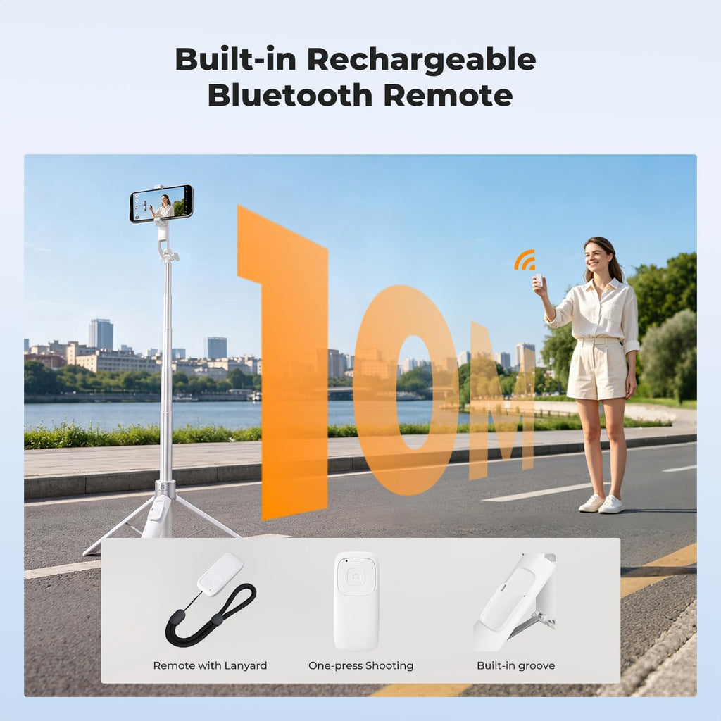 K&F CONCEPT 72" Selfie Stick for iPhone, Phone Tripod with Light