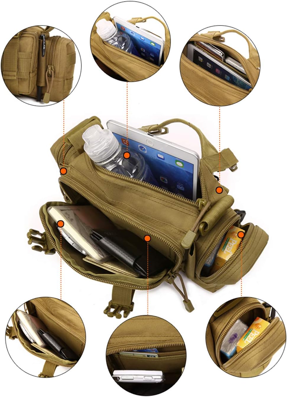 Utility 3P Military Tactical Duffle Waist Bags MOLLE Assault Shoulder Backpack Multifunction EDC Pouches Heavy Duty Fanny Packs (Army Green)