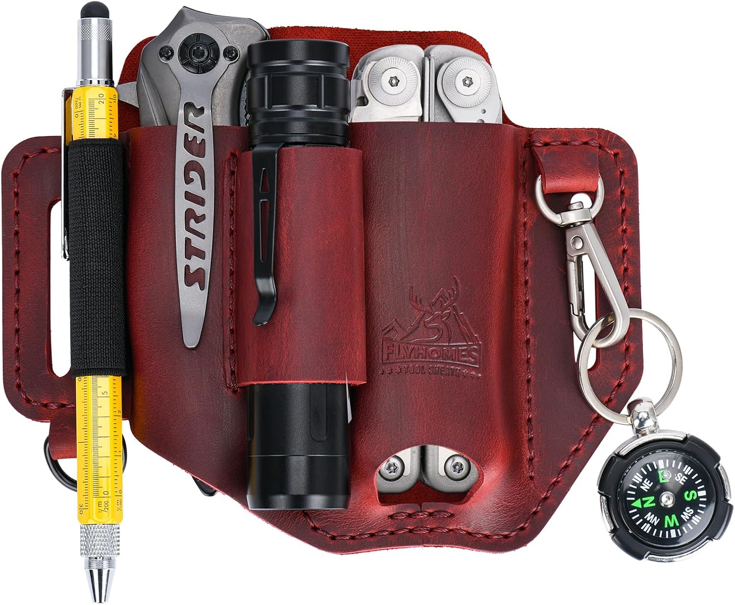 FLYHOMES Leather Multitool Sheath, Fits 4"&4.5" Multi Tool, EDC Belt Pouch