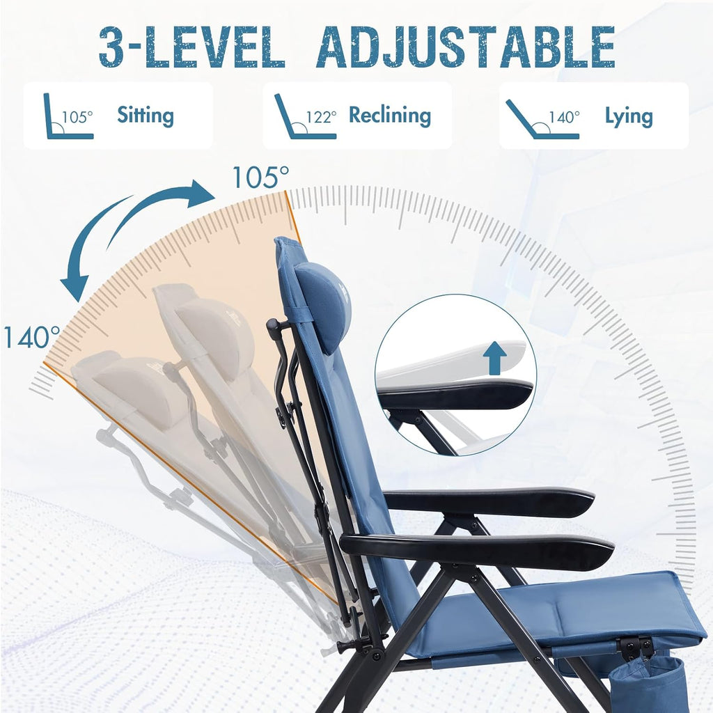 Portal Reclining Camping Chair with Adjustable Back, Blue