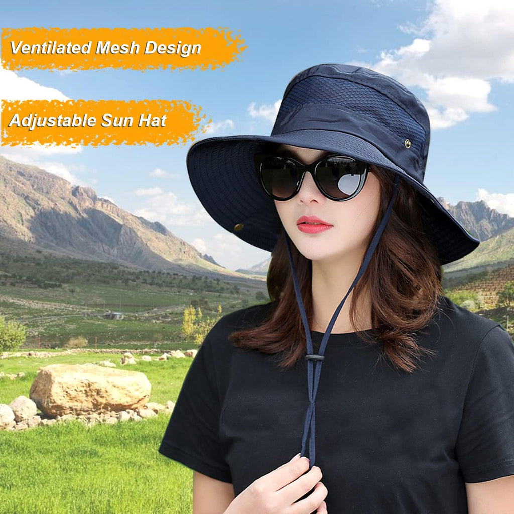 HUAMULAN Wide Brim Sun Hat for Women Men Summer UV Protection Bucket Hats