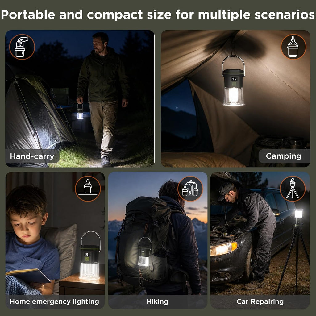 LED Camping Lantern Rechargeable Super Bright 1000LM Portable Battery Light
