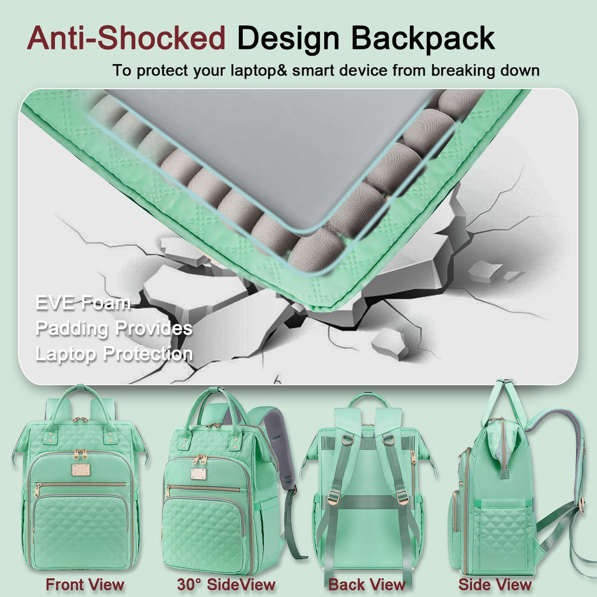 Weitars Lunch Backpack for Women,15.6 Inch Laptop Backpacks with Lunch Box