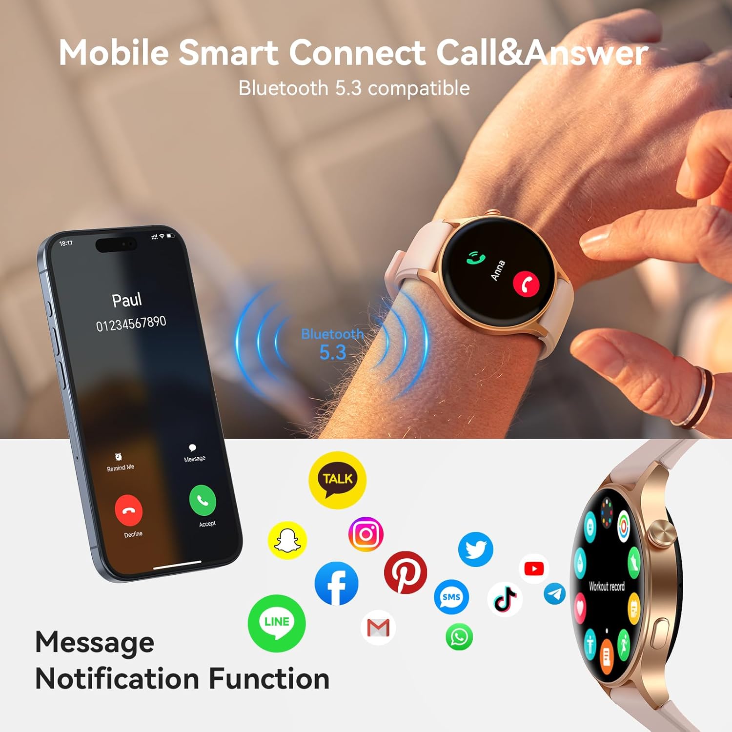 Smart Watch for Women, Answer/Make Call, 1.32'' AMOLED Ultra-Clear Screen