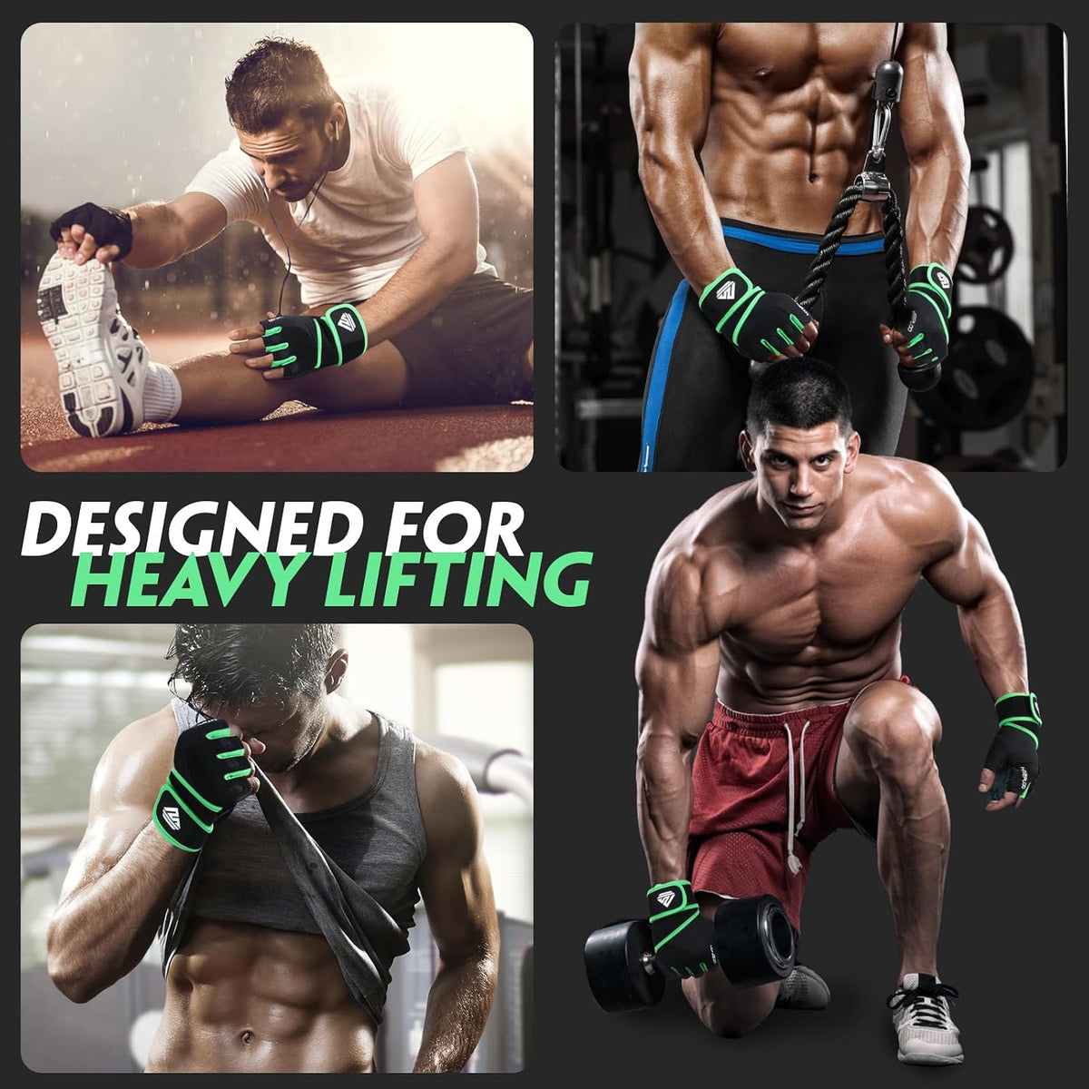 Workout Gloves Gym Gloves Weight Lifting Gloves for Men Women with Full Palm Pad,Strong Wrist Wraps Support,Enhanced Grip,for Fitness,Training,Weightlifting,Exercise