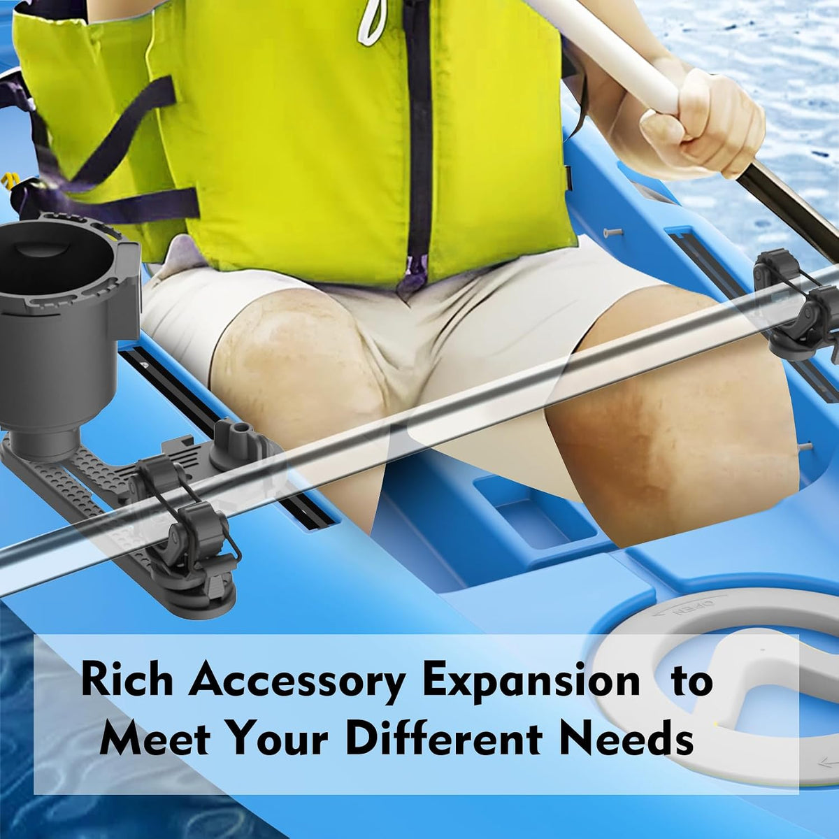 Multifunctional Kayak Paddle Holder, Space-Saving Kayak Paddle Holder, Offset Paddle Holder Kayak Track Mount, Kayak Rail Accessories for Fishing