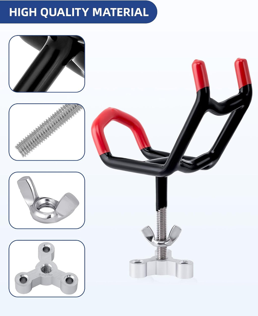 Dual-Angle Boat Fishing Rod Holder Rest, 4 Pack, 5° & 25° V-Shape Rod Cradle with Anti-Slip Rubber Tips, 3/8”-16 Thread Mount
