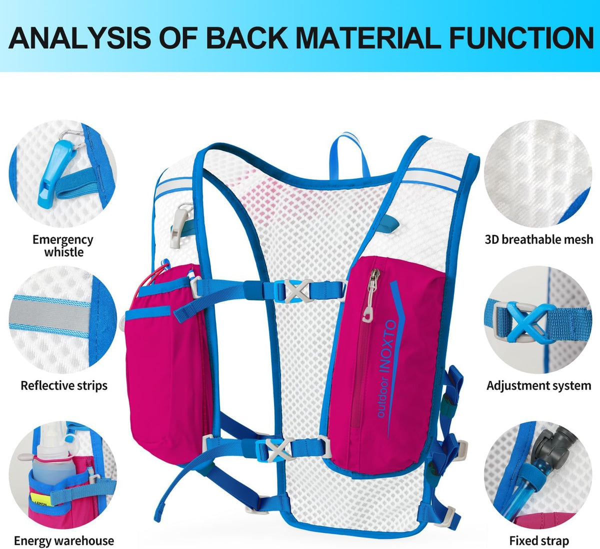 INOXTO Running Hydration Vest Backpack,Lightweight Insulated Pack with 1.5L Water Bladder Bag Daypack for Trail Hiking Running Cycling Race Marathon for Women Men