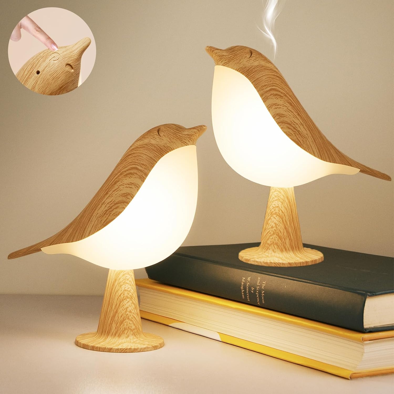 Deogos Small Desk Lamp, Cute Bird Light Cordless Lamp with 3 Color Temperature and Touch Sensor,Kids Night Light with Rechargeable Battery for Bedroom Nightstand Bedside Table Room Decor