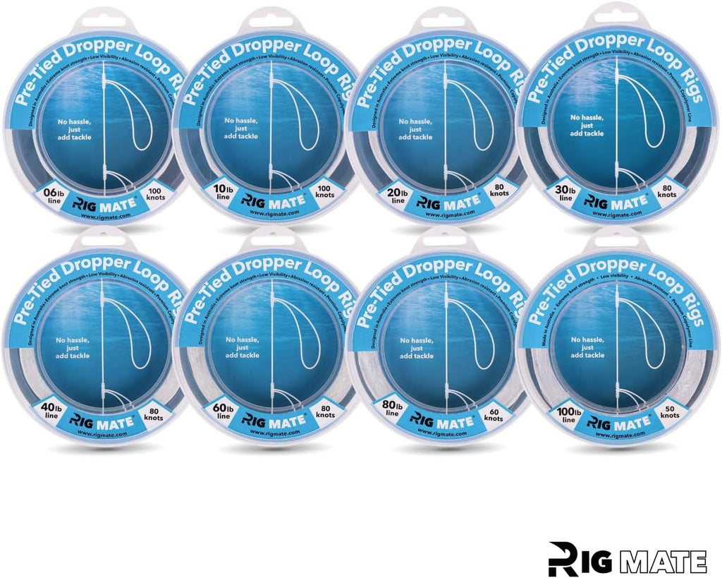 40 lb Pre-Tied Dropper Loop Rigs. Fishing Line Spool. Loops 18 Inches Apart with 5.5 Inch Loop Size. Perfect for Saltwater & Freshwater Fishing. Perfect for Snapper & Other Bottom Feeding Fish.
