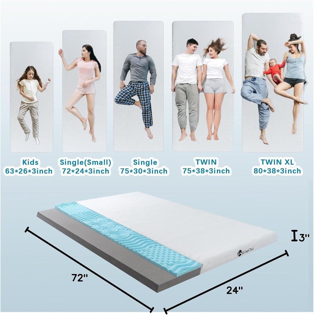 KingChii Memory Foam Camping Mattress, Portable Roll Up Sleeping Pad for Road Trip, Floor Mat Roll Up Futon Mattress for Guests Sleepoverr