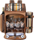 Hap Tim Picnic Basket Backpack for 4 Person with Insulated Leakproof Cooler Compartment, Wine Holder, Fleece Blanket, Cutlery Set, Wedding Gifts for Couples, Engagement Gifts