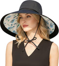 Wide Brim Sun Hat for Women Reversible Beach Hats Metal Wired Edge Gardening Hats, UPF 50+ Bucket Summer Hat