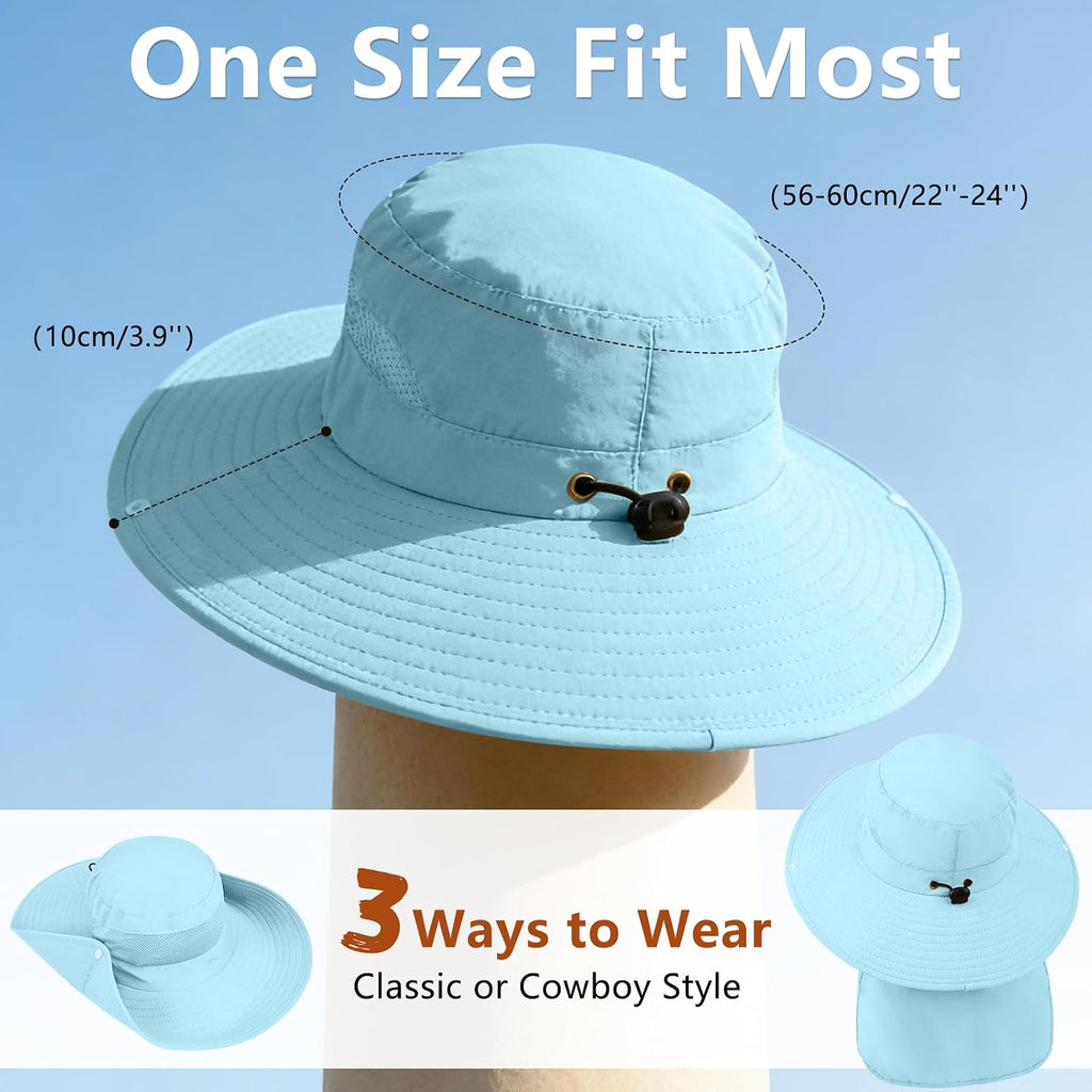 ZOORON Sun Hats for Men Women Fishing Hat with Neck Flap UPF 50+ Wide Brim