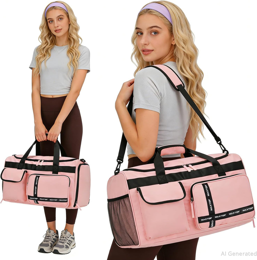 MAXTOP Large Gym Bag for Women Men Duffle Bag With Wet Dry Separation