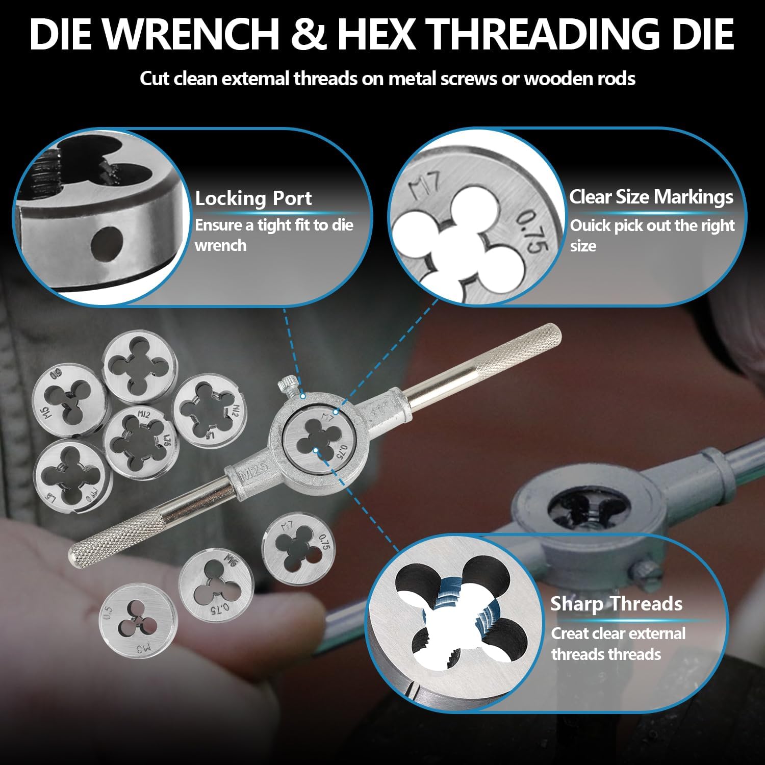 110PCS Metric Tap and Die Set, Metric Size M2-M18 Rethreading Kit