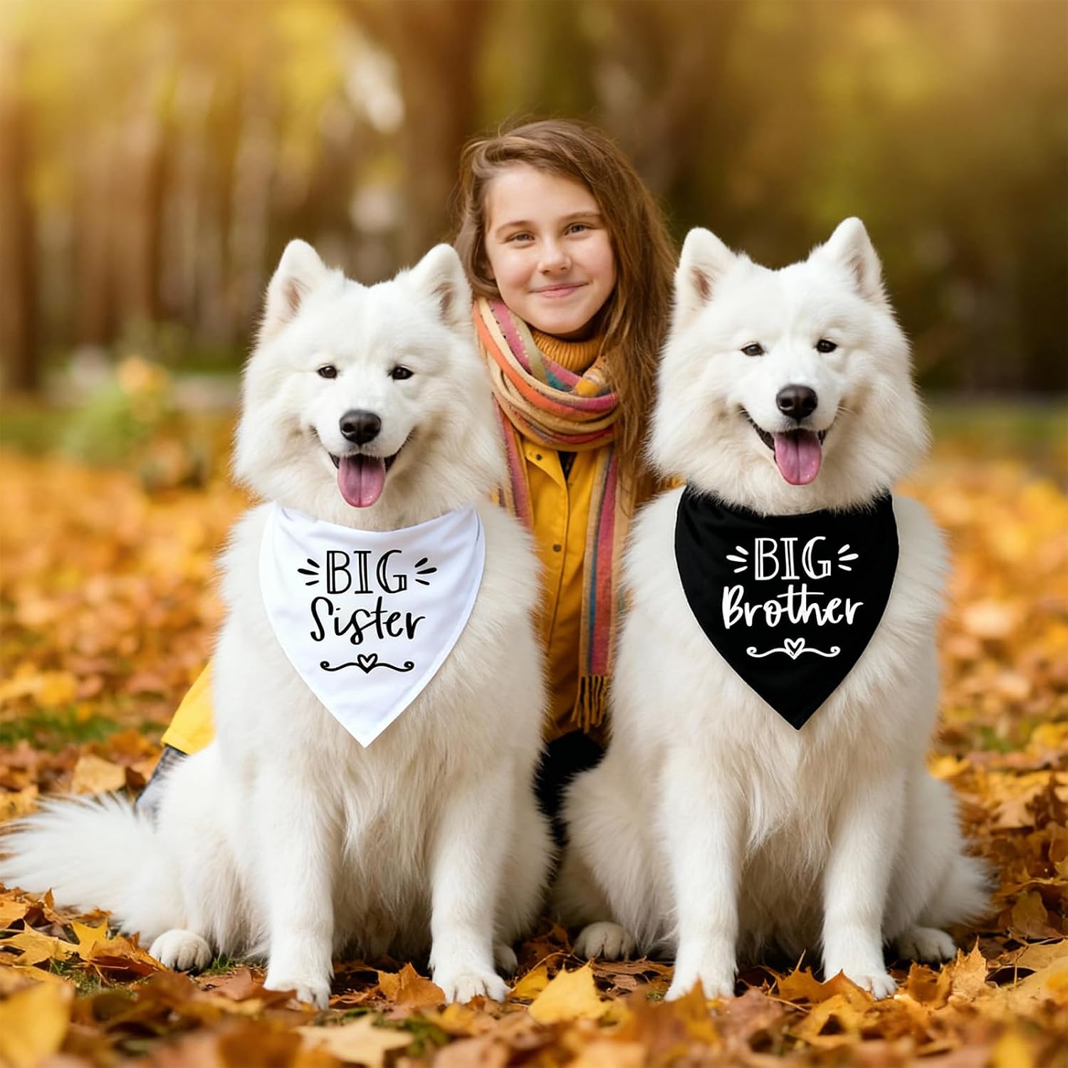 2 Pack Dog Bandanas for Pregnancy Announcement, Cute Adjustable Pet Bandana Scarf for Small Medium Large Dogs, Gender Reveal Puppy Accessories, Soft Breathable Fabric for Puppy Cats