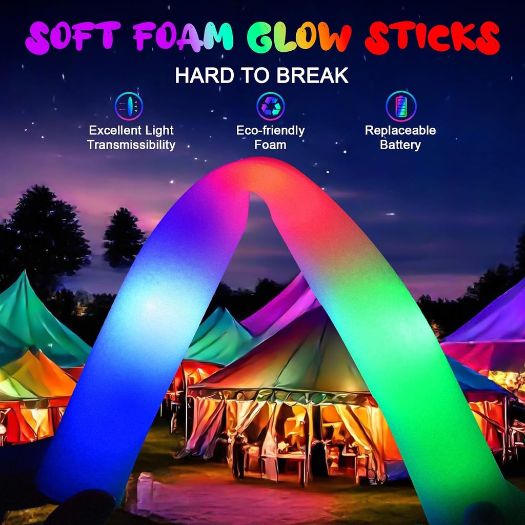 HONLYNE 120 PCS Foam Glow Sticks with 3 Modes Colorful Flashing, LED Light Sticks, Glow in the Dark Party Suppliesfor Wedding, Raves, New Year Carnival