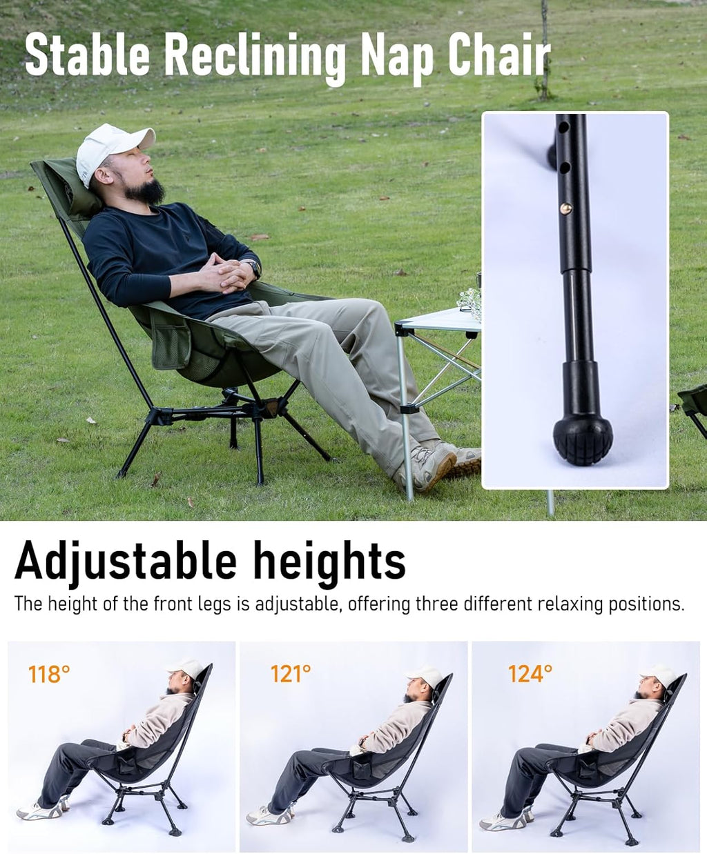iClimb Ultralight Compact Folding Anti-Sinking Chair, High Back, Black