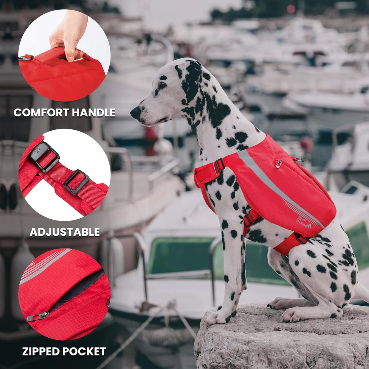 EXCELLENT ELITE SPANKER Reflective Dog Backpack with Handle for Hiking