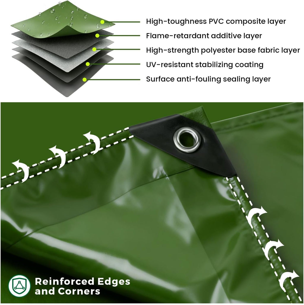 Heavy Duty Waterproof Tarp 12x16 ft, 12 Mil Thick Polyethylene