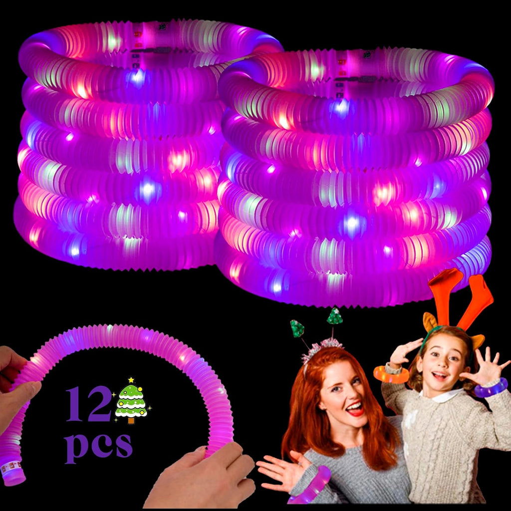 Purple 12 Pack Light Up Party Favors Supplies,Bulk Glow Sticks Bracelet,Necklace Accessories for Kids,Birthday Return Gifts Treats,Easter Basket Goodie Bag Stuffer Fillers for Boys Girls