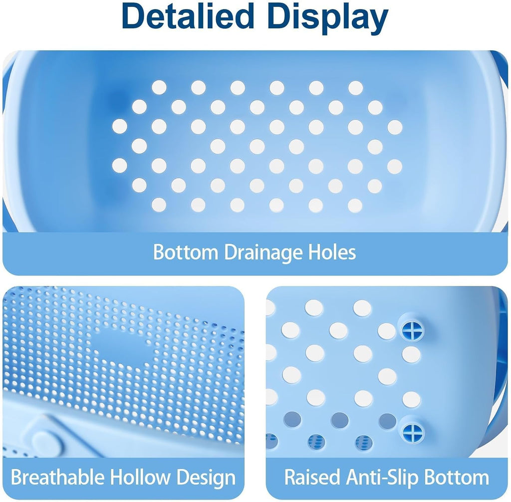 Portable Shower Caddy Basket with Handles Plastic Storage Basket Blue