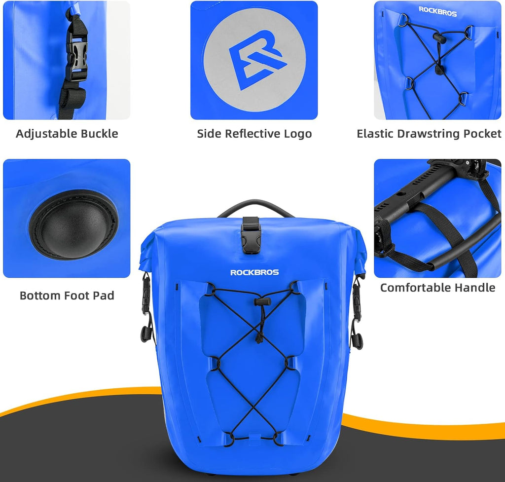 ROCKBROS Bike Panniers Waterproof Max 30L Capacity Cycling Traveling 2 Pack