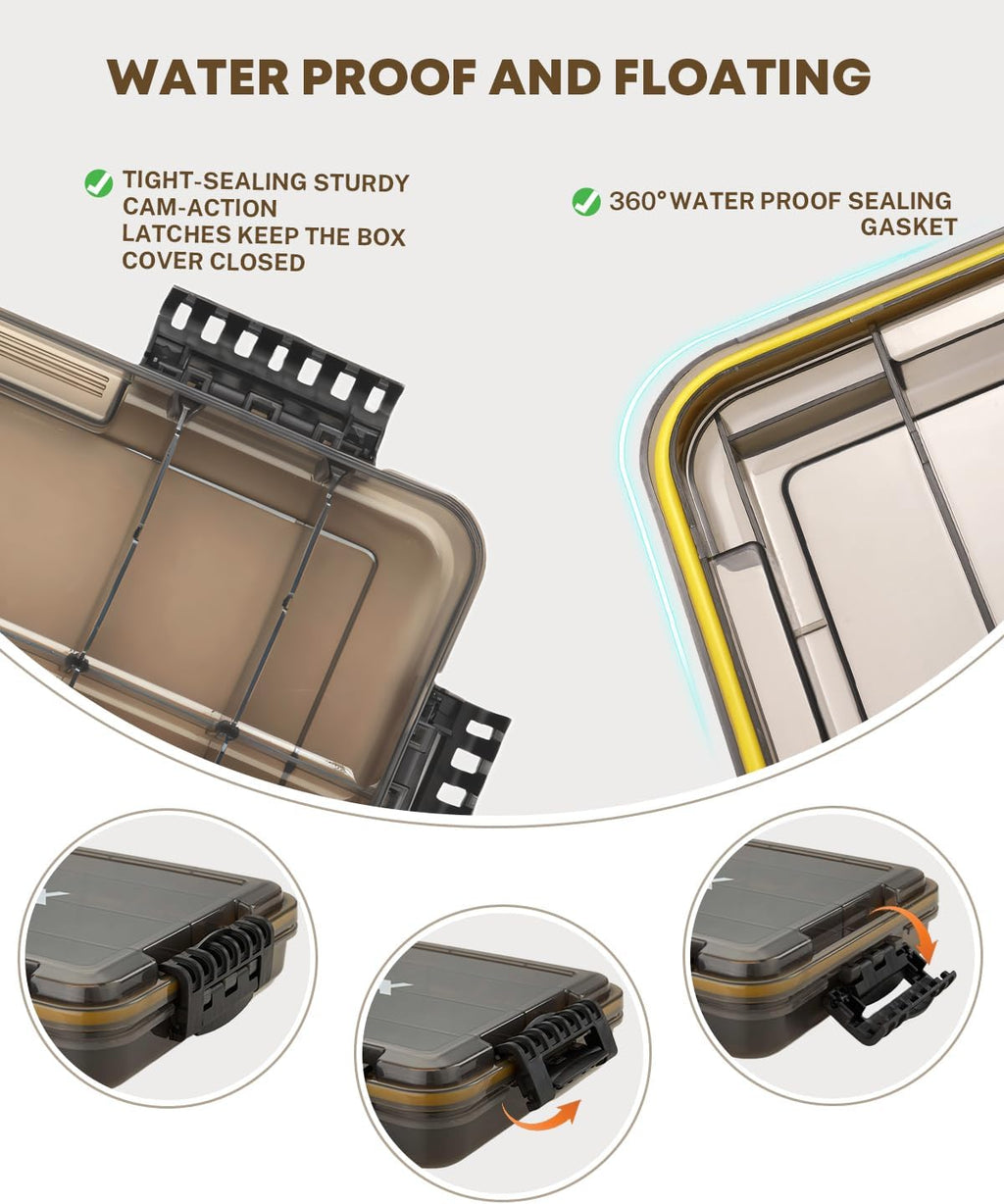 Gonex 3700 Tackle Trays Boxes Waterproof, Removable Dividers, for Fishing