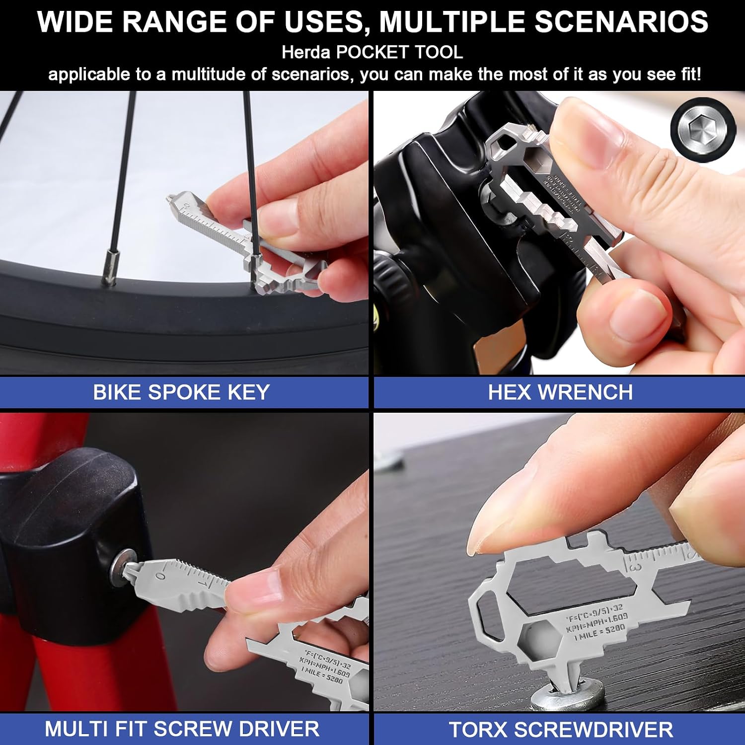 Herda Keychain Multitool - EDC Tool with 17+ Functions Gifts Bottle Opener