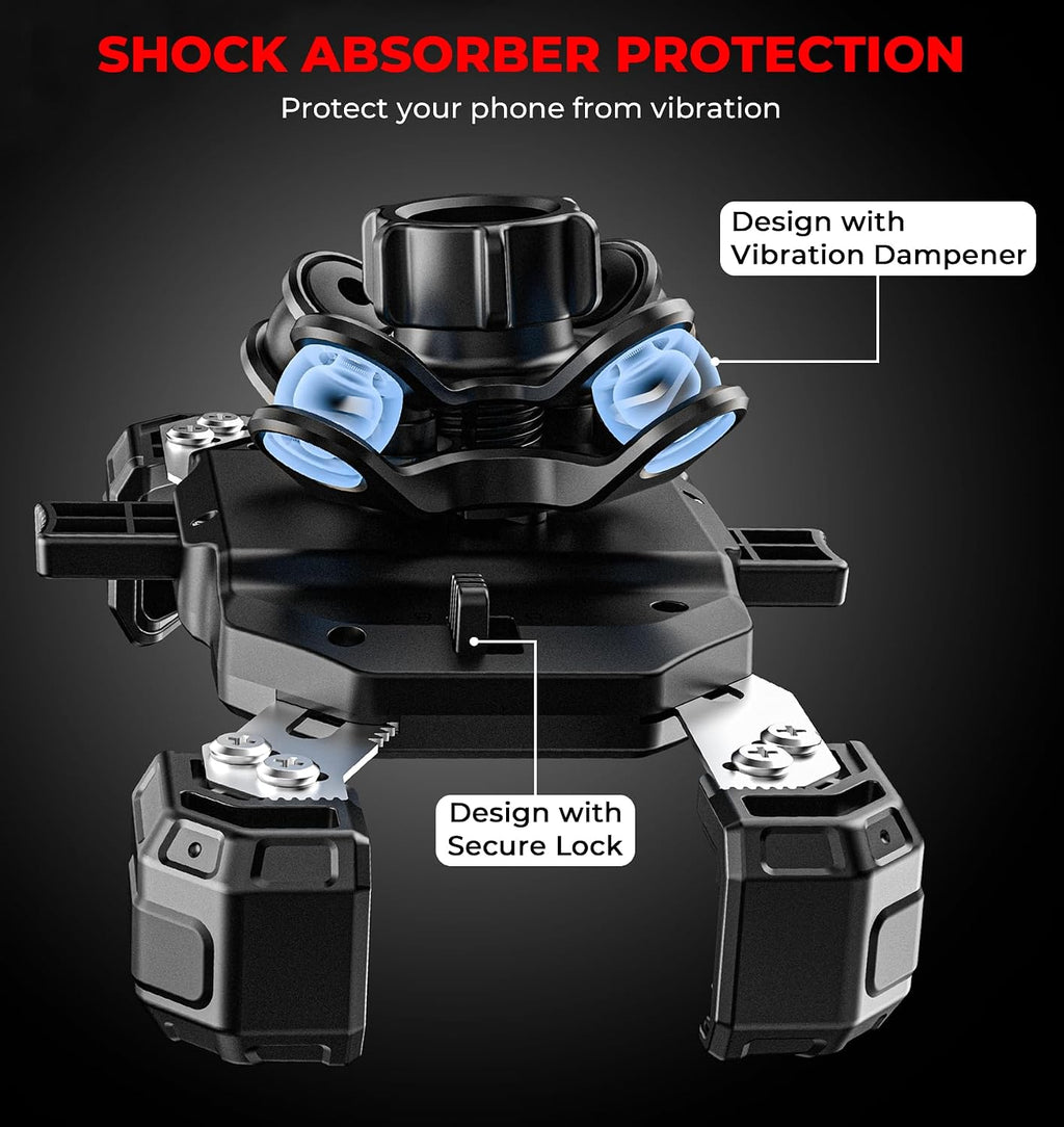 VAZESWIN Motorcycle Bike Phone Mount with Vibration Dampener, 1s Auto Lock