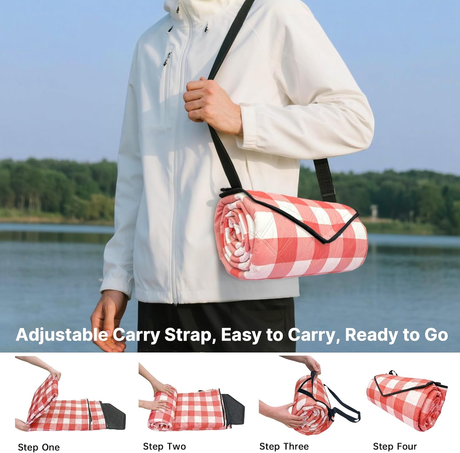 TigeJoy Extra Large Picnic Blanket Waterproof Beach Blanket 80''x80''