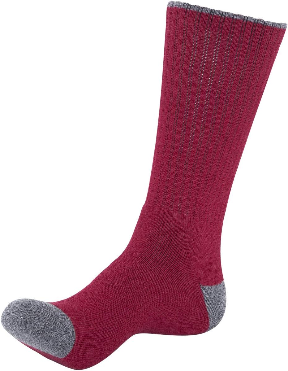 KONY Men's Cotton Hiking Work Boot Crew Socks Full Cushion 5 Pairs
