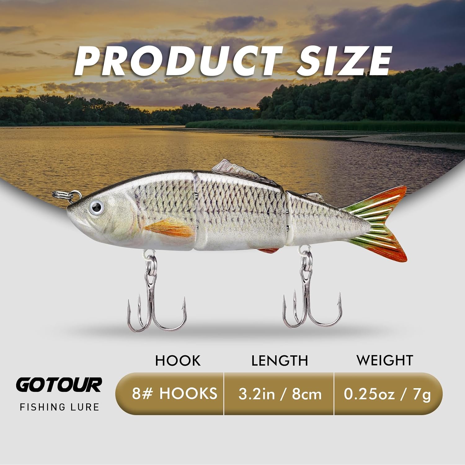 GOTOUR Jointed Swimbaits, Easy Catch Fishing Lures for Bass Trout Crappie