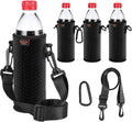 Portable 16.9 oz Plastic Bottles Insulators Sleeves 16 17 18 oz Beverage Bottle/Can Sleeves Holder with Shoulder Strap Plastic Bottle Sleeves Coolers 4 PCS Black