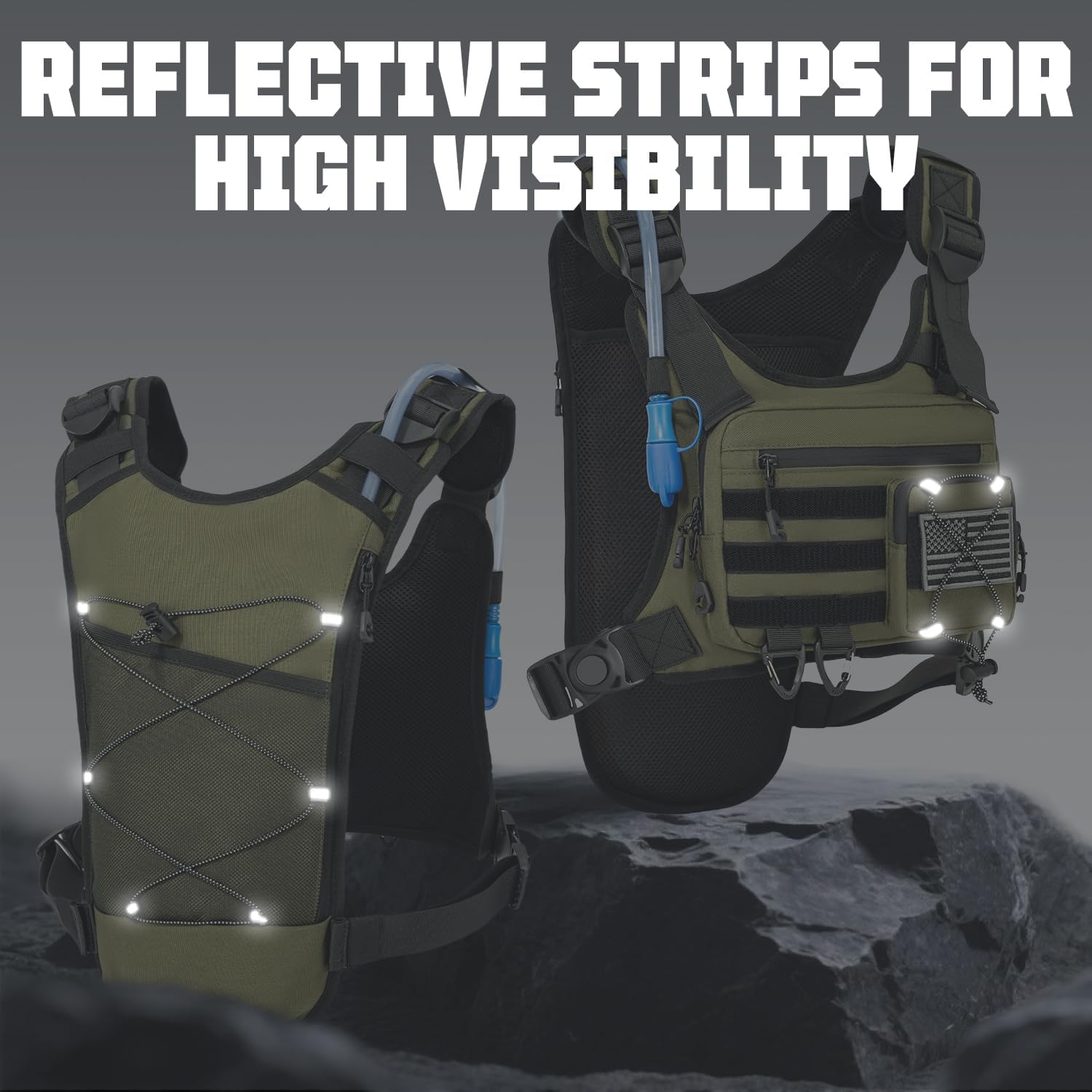 Hydration Vest with 2L Water Bladder for Men and Women,Lightweight Adjustable Hydration Backpack,Hiking Backpack with Water Bladder for Climbing Cycling Hiking
