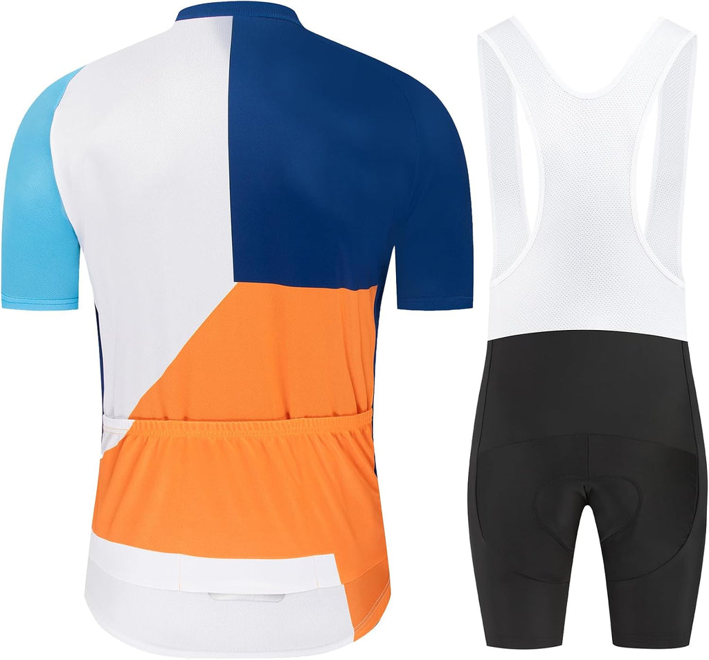 Men's Cycling Jersey Sets Road Bike Jersey Zipper Pockets with 20D Gel Pad MTB Shorts Biking Jersey Clothing Set