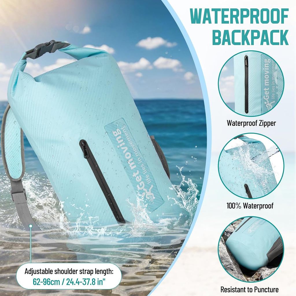 BKNOOU Dry Bag Waterproof for Kayaking, Roll Top Backpack for Women Men