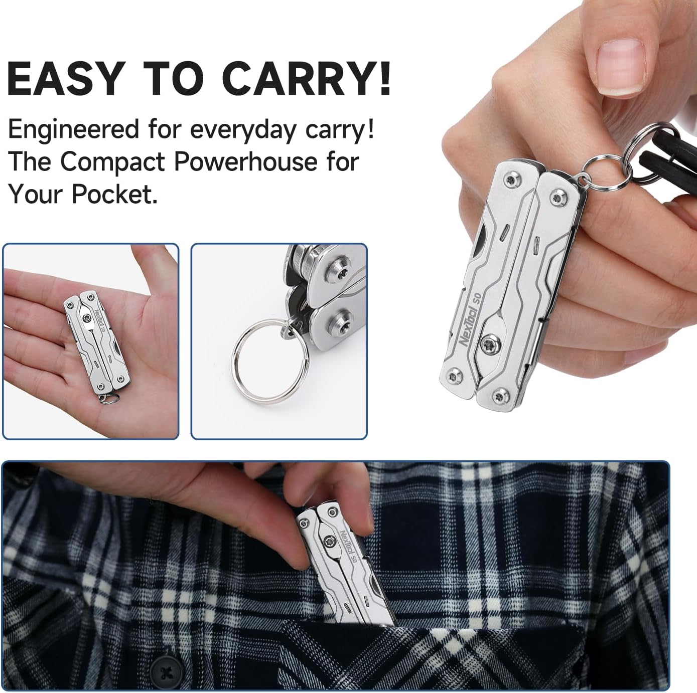 NexTool Micro Sailor Scissors S0, 8-in-1 Mini Keychain Multitool (Khika)