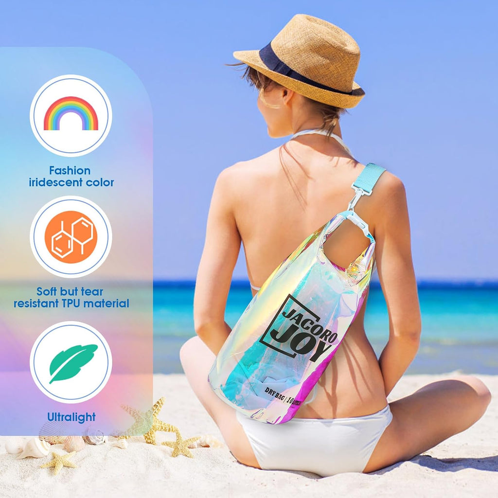 Iridescent Dry Bag, 10L Waterproof Beach Bag
